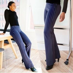 Betabrand Navy Pinstripe Classic Bootcut Dress Pant Yoga Pants size S Petite